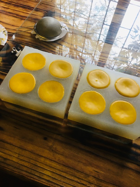 The Botanique Massage Bars poured into moulds, once cooled with will solidify and become moisturising massage balms